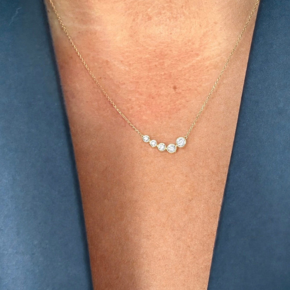 Eternity five-stone bezel diamond necklace
