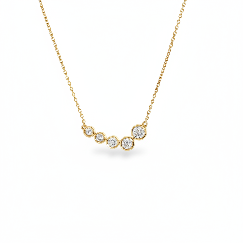 Eternity Five-Stone Bezel Diamond Necklace