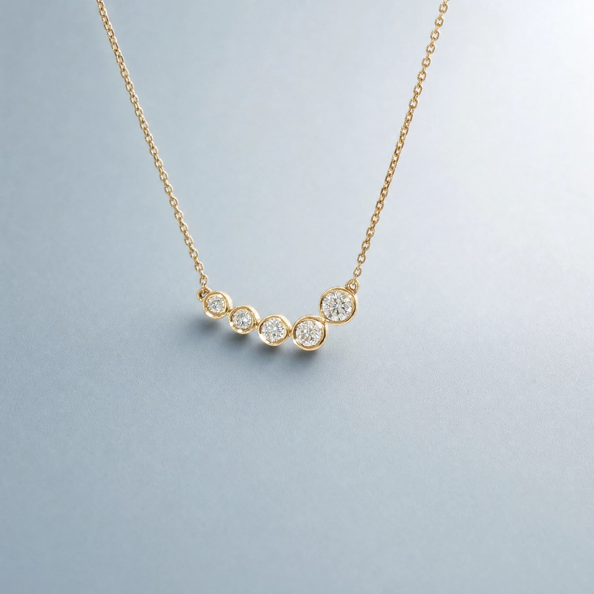 Eternity five-stone bezel diamond necklace
