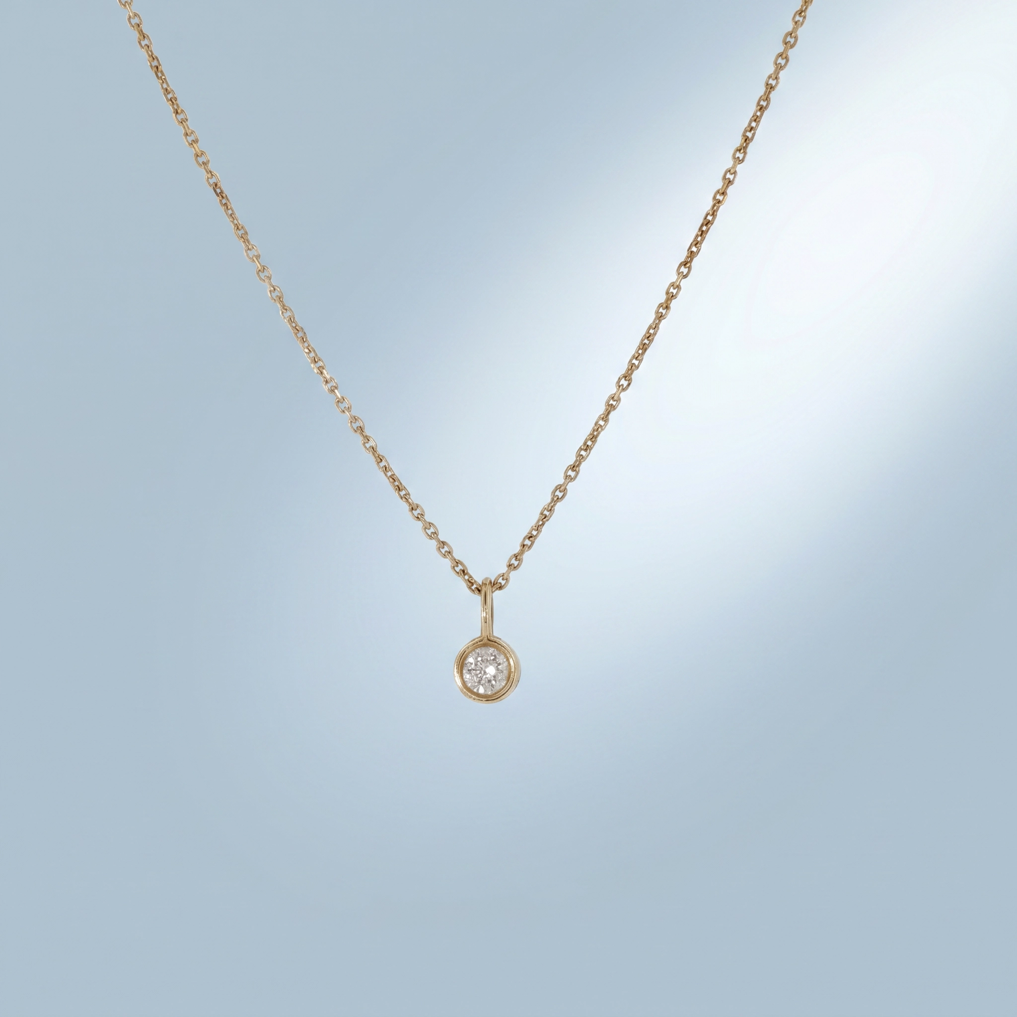 Round Diamond Bezel Pendant Necklace