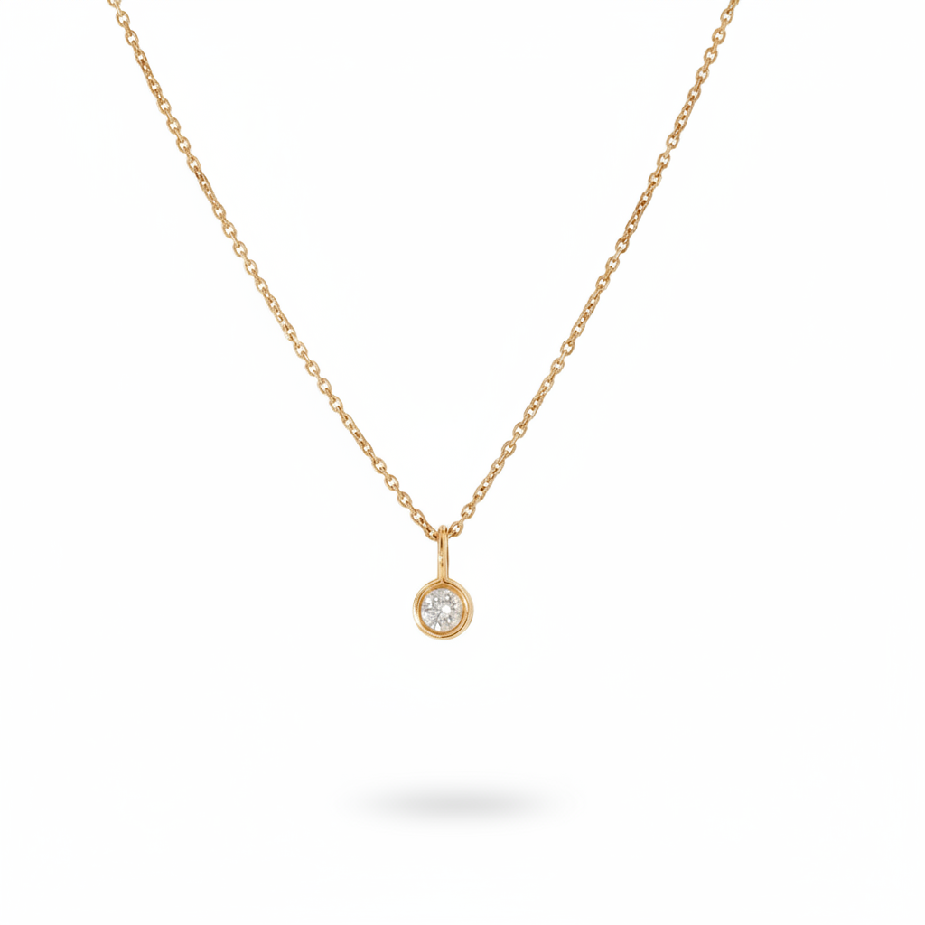 Round Diamond Bezel Pendant Necklace