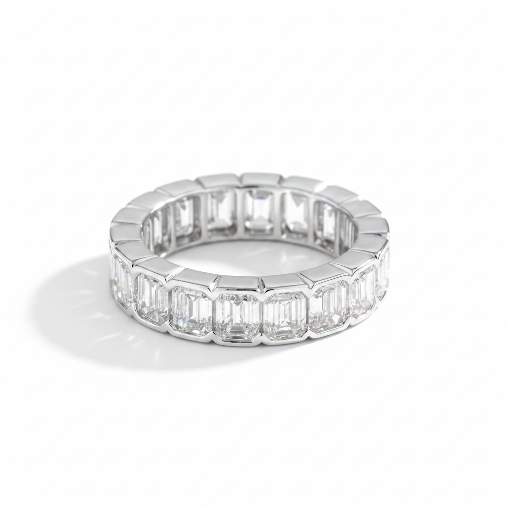 Ve Emerald Cut Eternity Ring